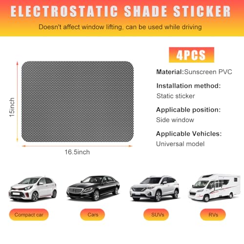 4 Pack Car Window Sunshade - UV & Heat Protection Film
