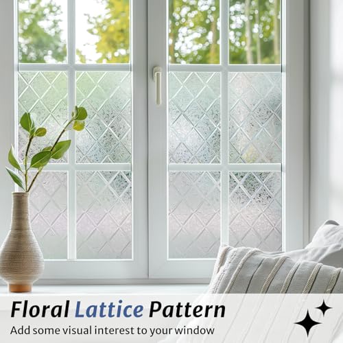 Floral Lattice Privacy Window Film for Home